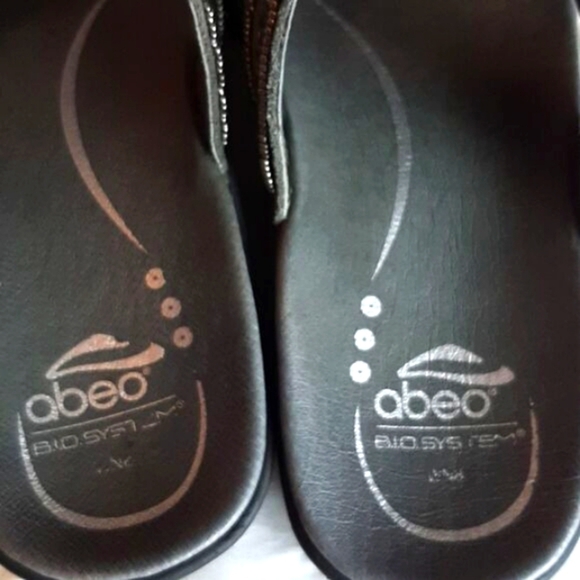Abeo Bio System Womans Mystic Leather Gray Platform Beaded Sandals 8N - Picture 8 of 12